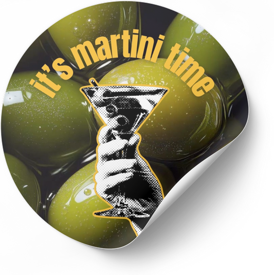 Sticker "It's Martini time" rond